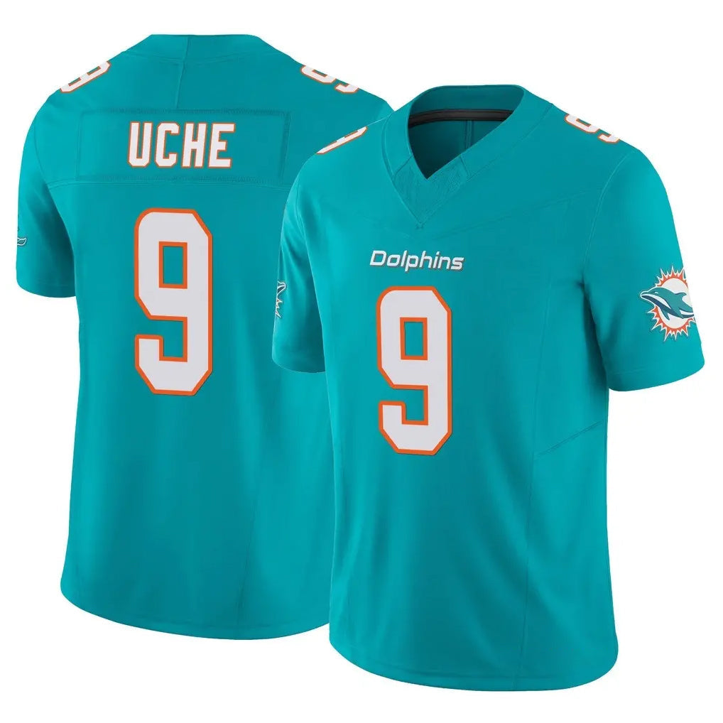 Tlead M.Dolphins #9 Joshua Uche Player Aqua Limited Vapor F.U.S.E. Home Game Stitched Jerseys