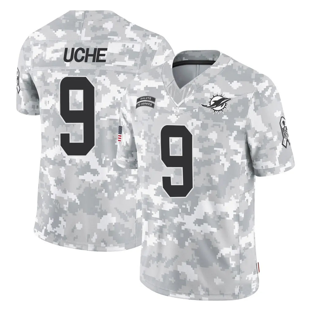 Tlead M.Dolphins #9 Joshua Uche Player Arctic Camo Salute To Service Limited Game Stitched Jerseys