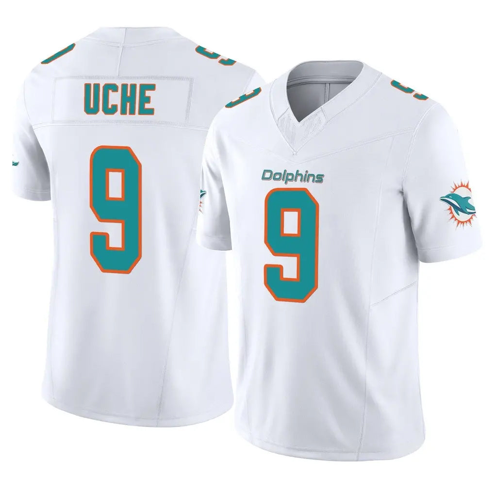 Tlead M.Dolphins #9 Joshua Uche Player White Limited Vapor F.U.S.E. Home Game Stitched Jerseys