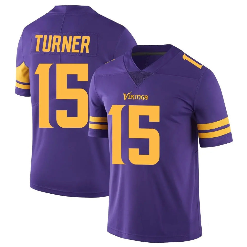 Tlead MN.Vikings #15 Dallas Turner Player Purple Limited Color Rush Home Game Stitched Jerseys