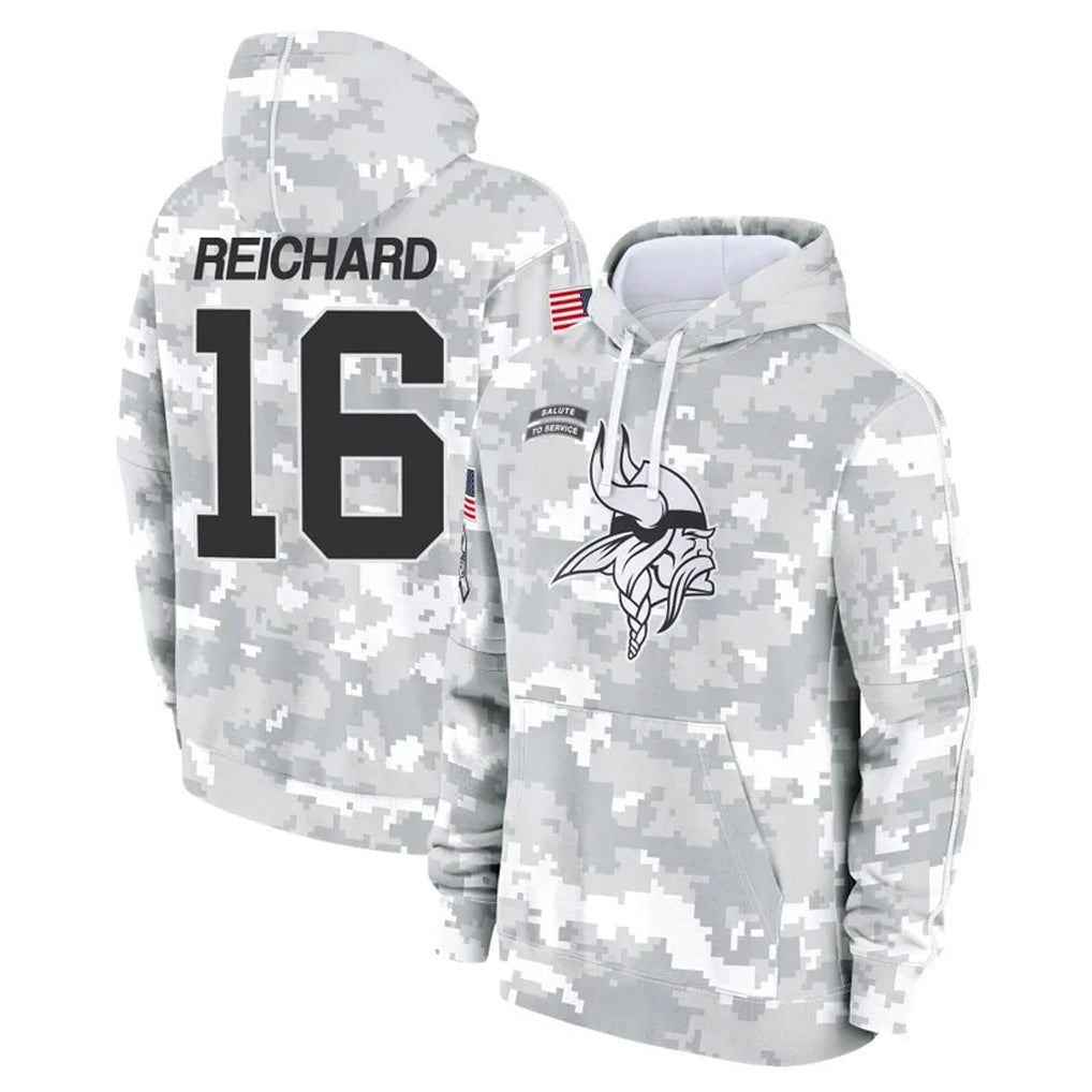 Tlead MN.Vikings #16 Will Reichard Player Arctic Camo Salute to Service Pullover Hoodies Limited Game Stitched Jerseys