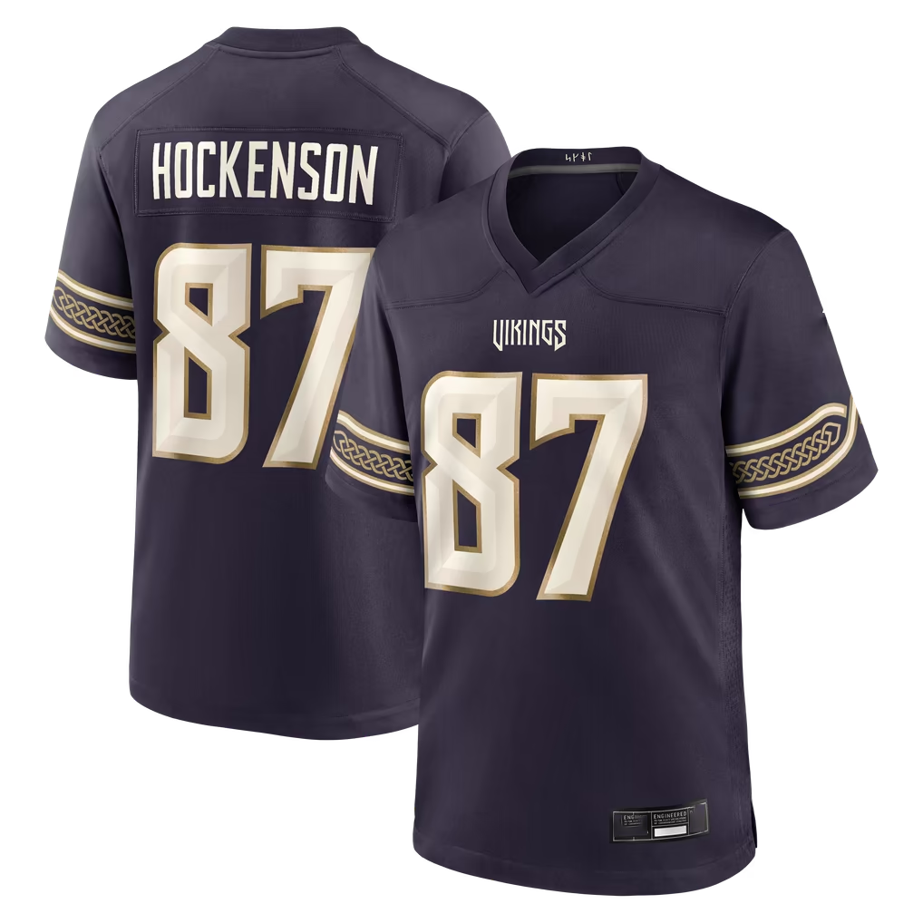 Tlead MN.Vikings #87 T.J. Hockenson Purple 2026 Rivalries Collection Game Stitched Jerseys