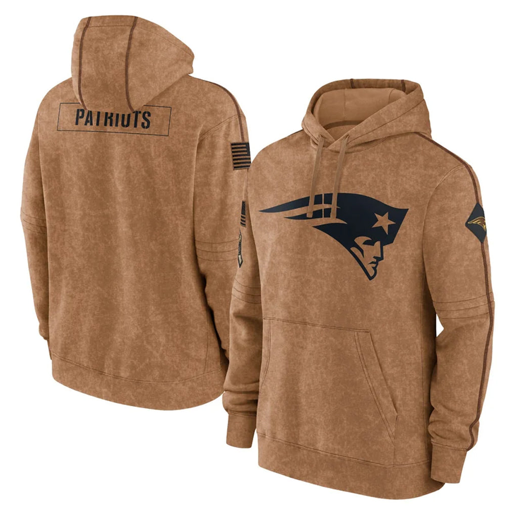 Tlead NE.Patriots Brown Salute to Service Pullover Hoodies Limited Game Blank Player Stitched Jerseys