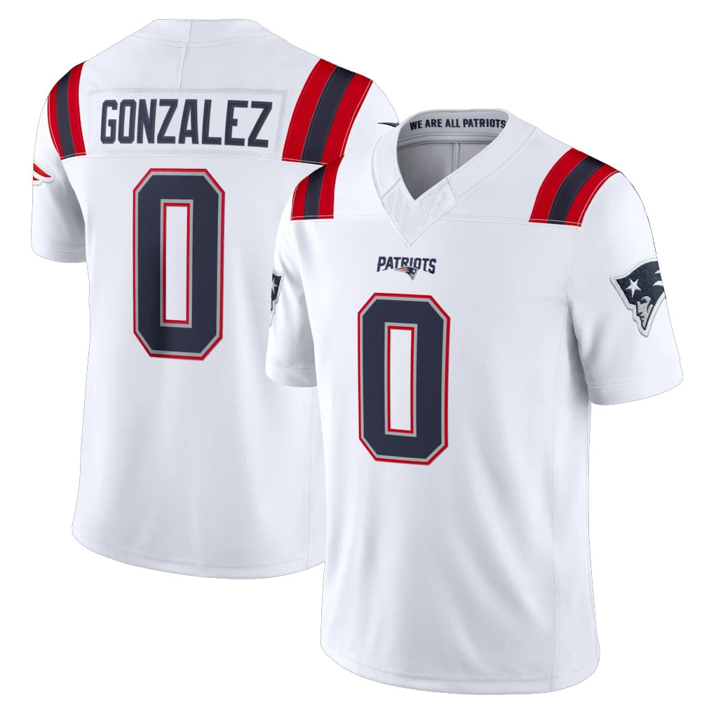 Tlead NE.Patriots #0 Christian Gonzalez Player White Limited Vapor F.U.S.E. Home Game Stitched Jerseys