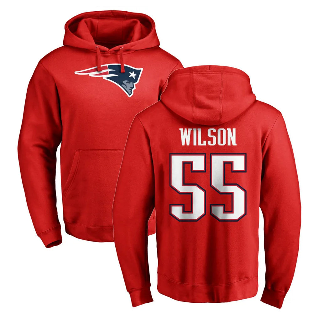 Tlead NE.Patriots #55 Jared Wilson Player Red LOGO Pullover Hoodies Home Game Stitched Jerseys