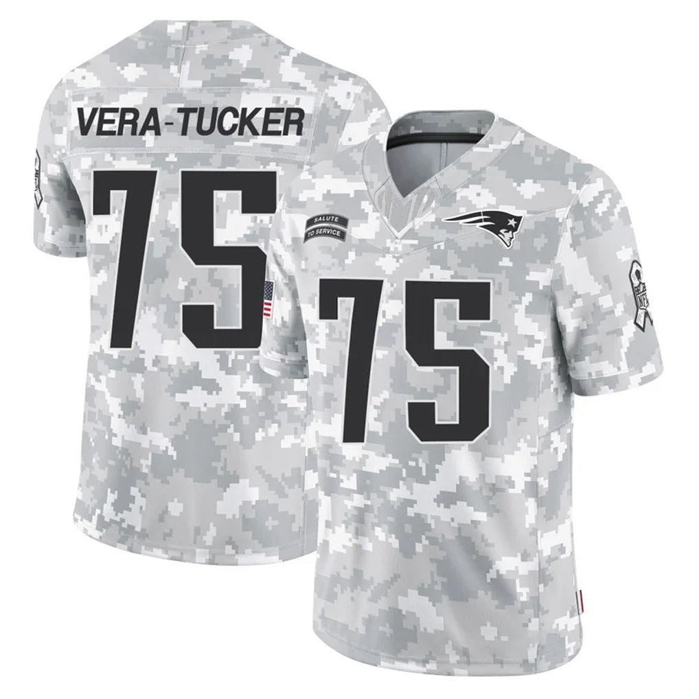 Tlead NE.Patriots #75 Alijah Vera-Tucker Player Arctic Camo Salute To Service Limited Game Stitched Jerseys