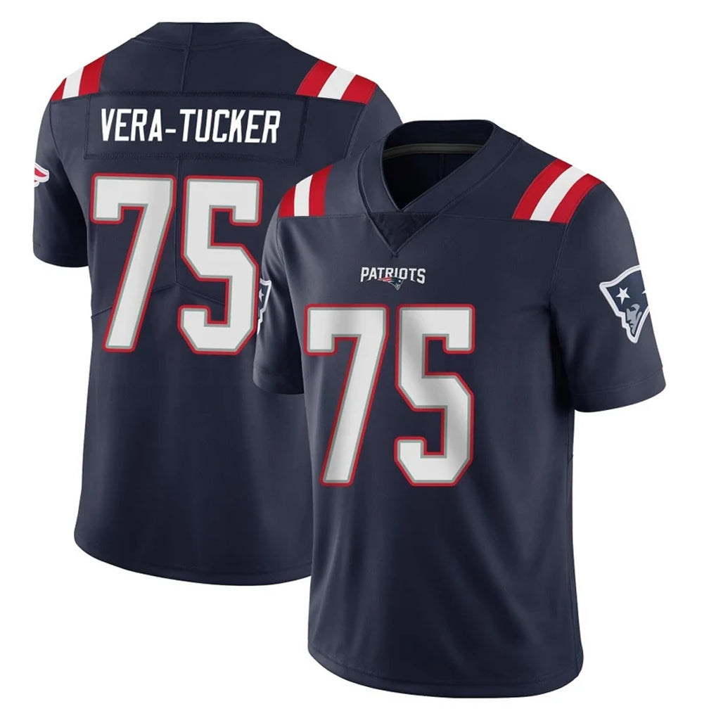 Tlead NE.Patriots #75 Alijah Vera-Tucker Player Navy Vapor Untouchable Home Game Stitched Jerseys