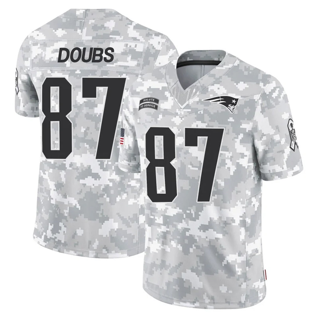 Tlead NE.Patriots #87 Romeo Doubs Player Arctic Camo Salute To Service Limited Game Stitched Jerseys