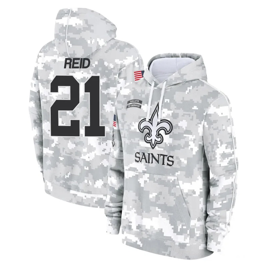 Tlead NO.Saints #21 Justin Reid Player Arctic Camo Salute to Service Pullover Hoodies Limited Game Stitched Jerseys