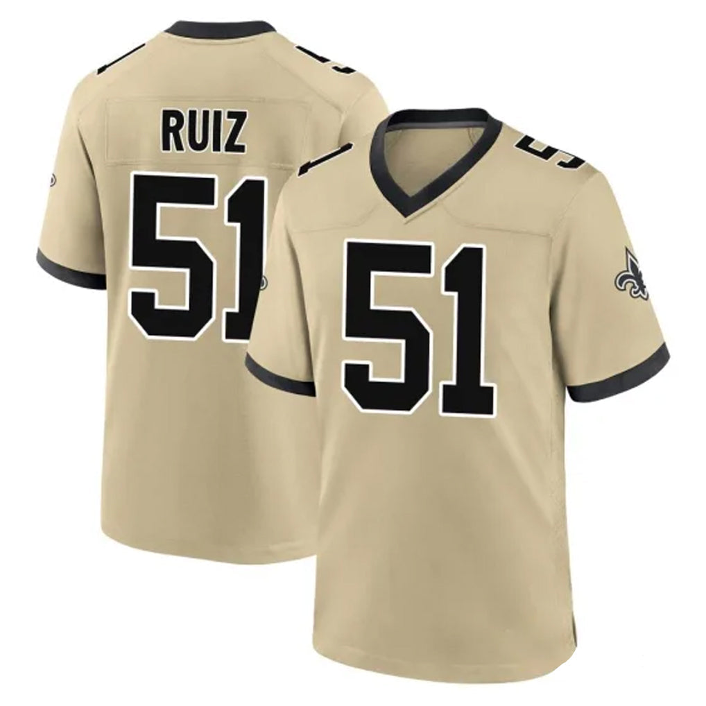 Tlead NO.Saints #51 Cesar Ruiz Player Gold Home Game Stitched Jerseys