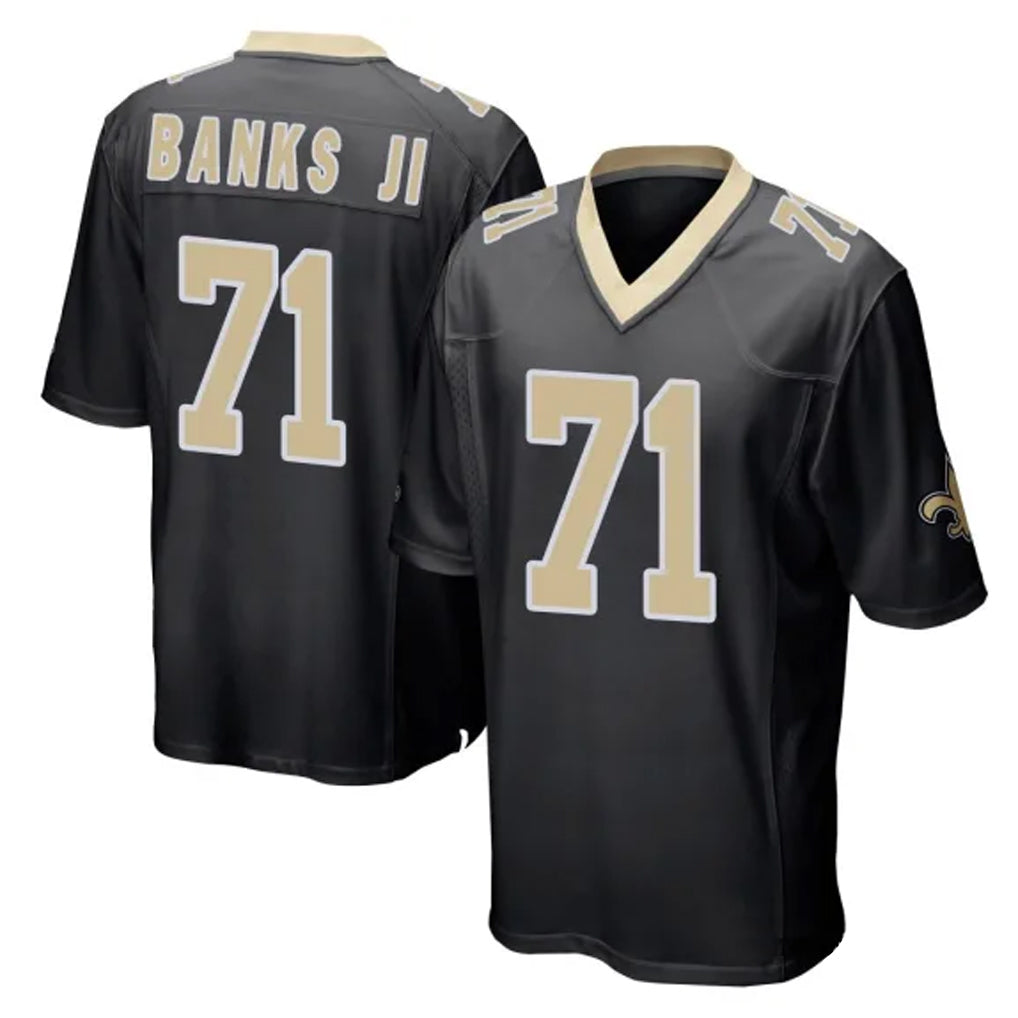 Tlead NO.Saints #71 Kelvin Banks Jr. Player Black Home Game Stitched Jerseys