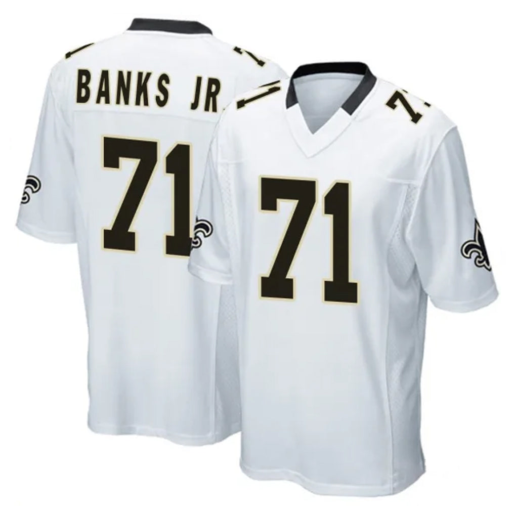 Tlead NO.Saints #71 Kelvin Banks Jr. Player White Home Game Stitched Jerseys