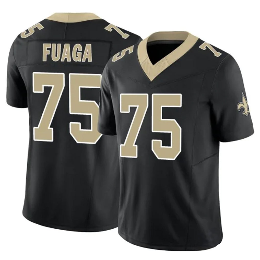 Tlead NO.Saints #75 Taliese Fuaga Player Black Limited Vapor F.U.S.E. Home Game Stitched Jerseys
