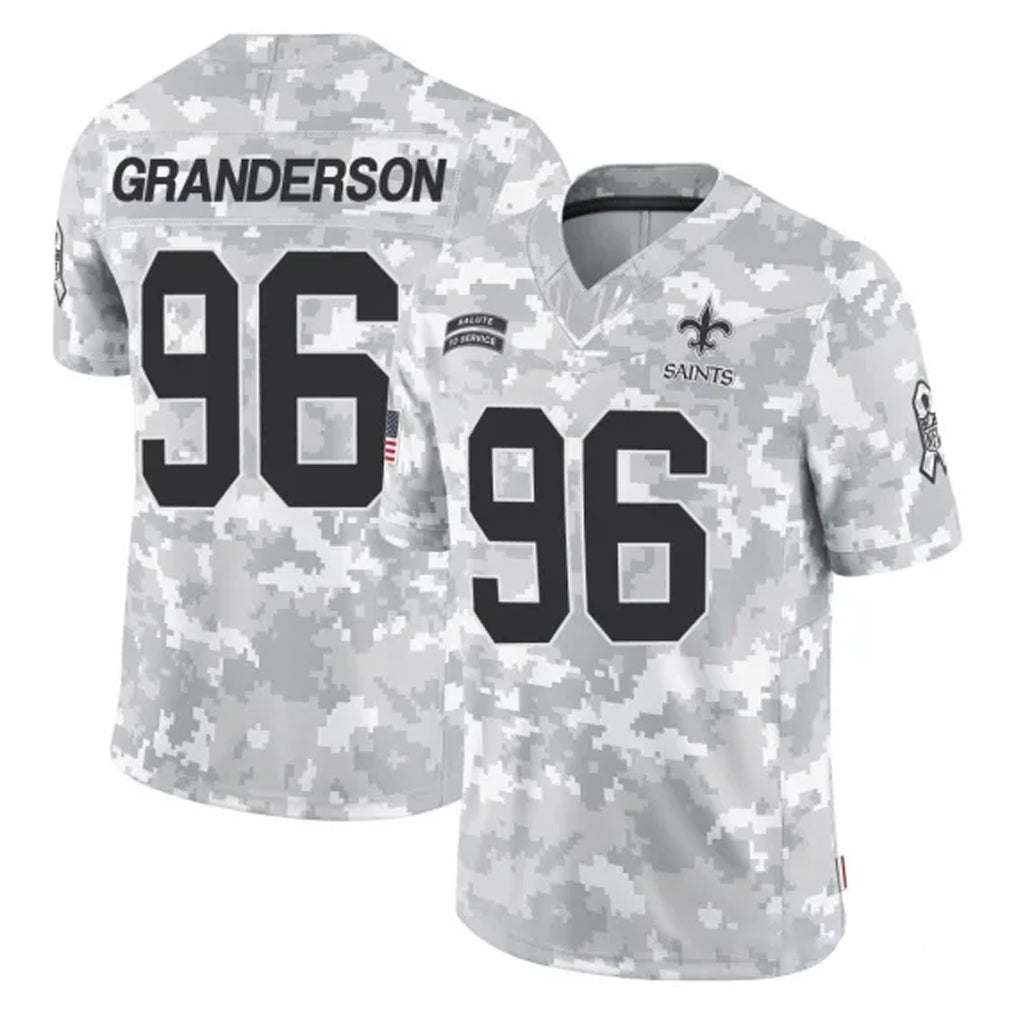 Tlead NO.Saints #96 Carl Granderson Player Arctic Camo Salute To Service Limited Game Stitched Jerseys