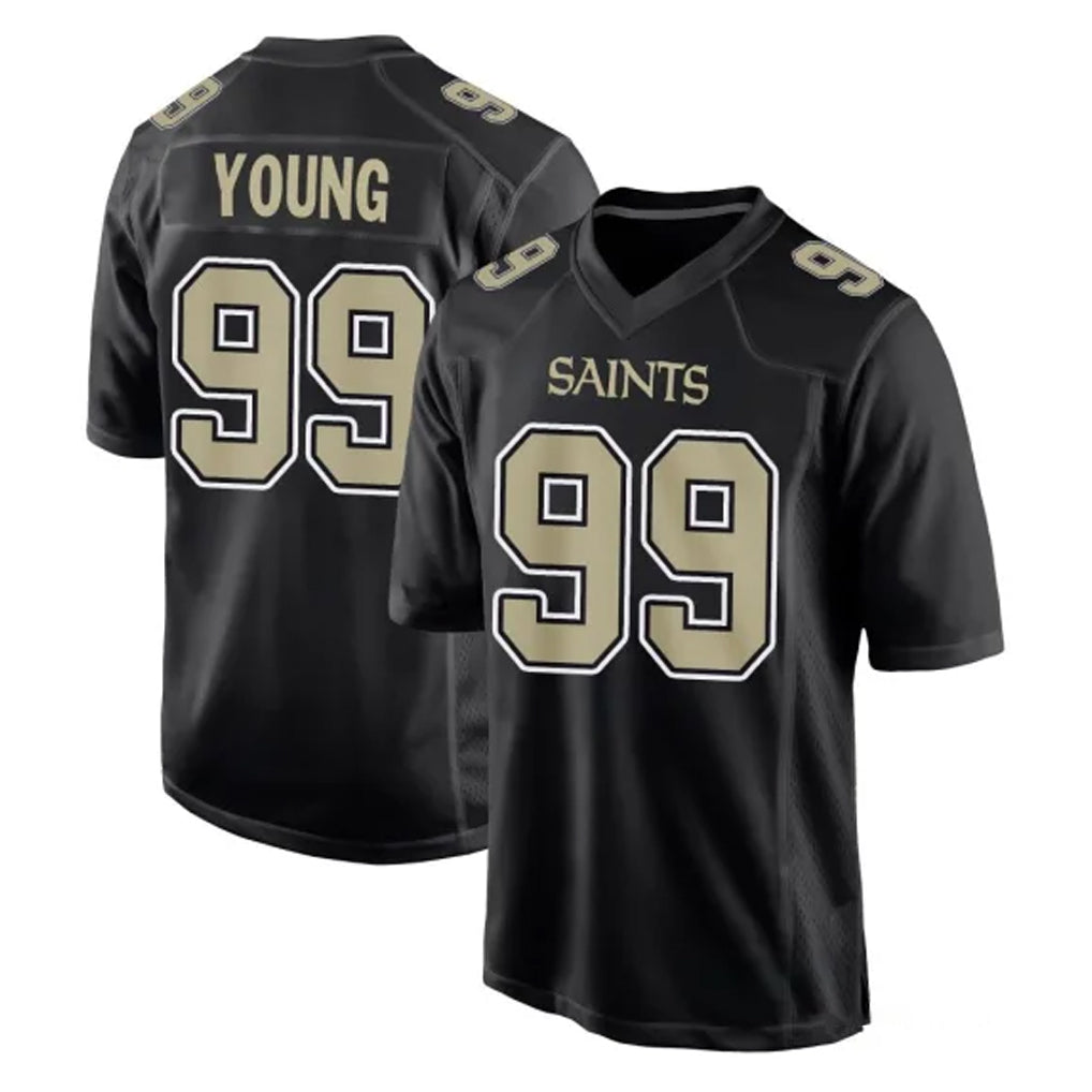 Tlead NO.Saints #99 Chase Young Player Black Carbon Fashion Home Game Stitched Jerseys