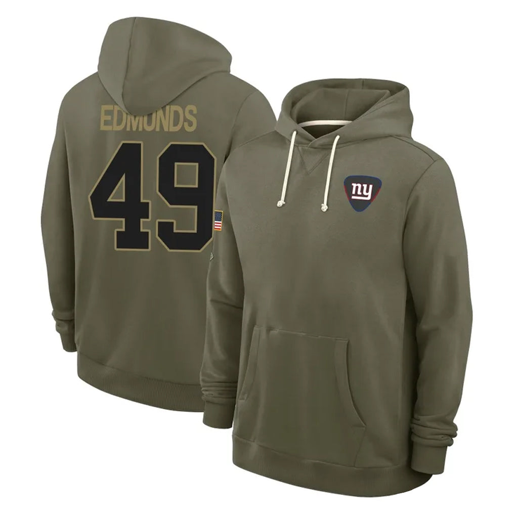 Tlead NY.Giants #49 Tremaine Edmunds Player Olive Salute to Service Pullover Hoodies Limited Stitched Jerseys