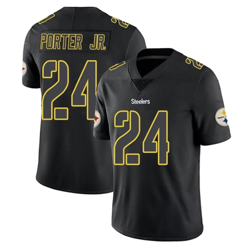 Tlead P.Steelers #24 Joey Porter Jr. Player Black Impact Limited Home Game Stitched Jerseys