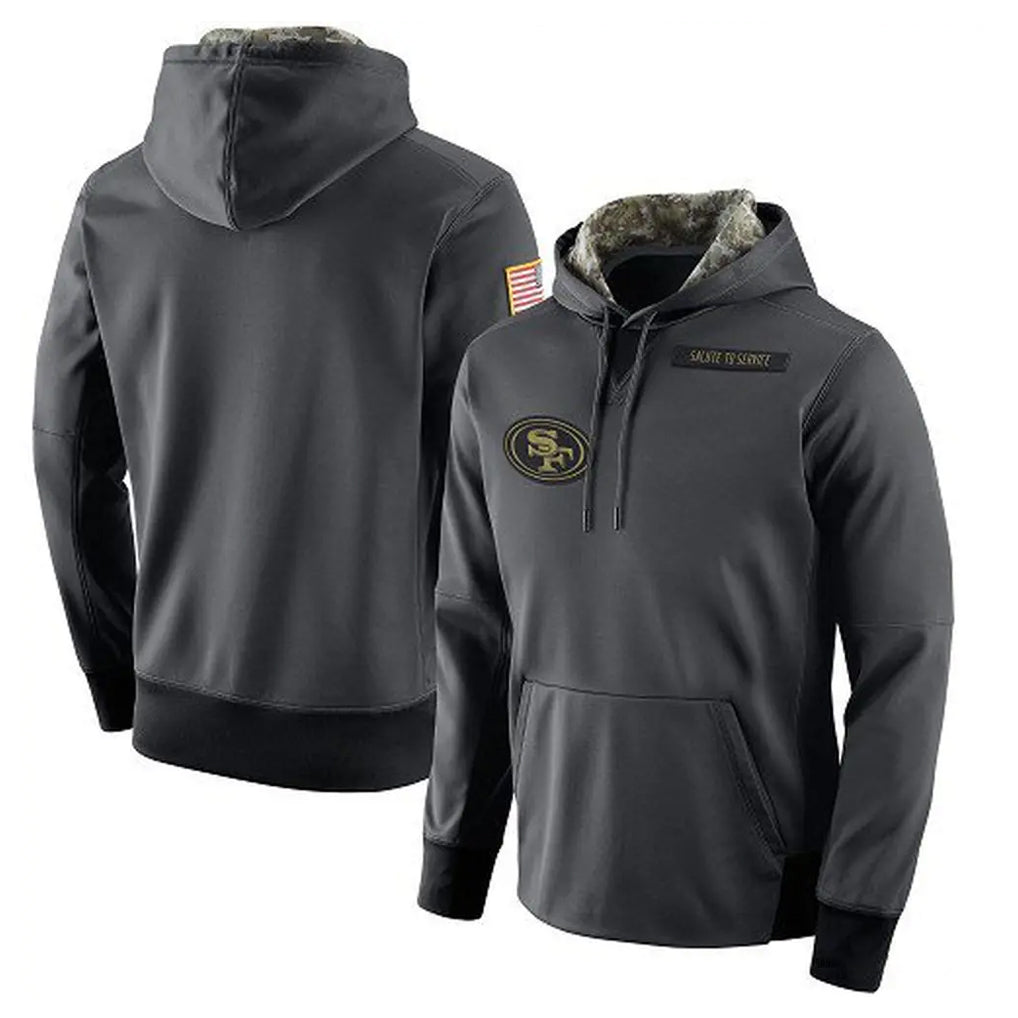 Tlead SF.49ers Anthracite Pullover Hoodies Home Game Blank Player Stitched Jerseys