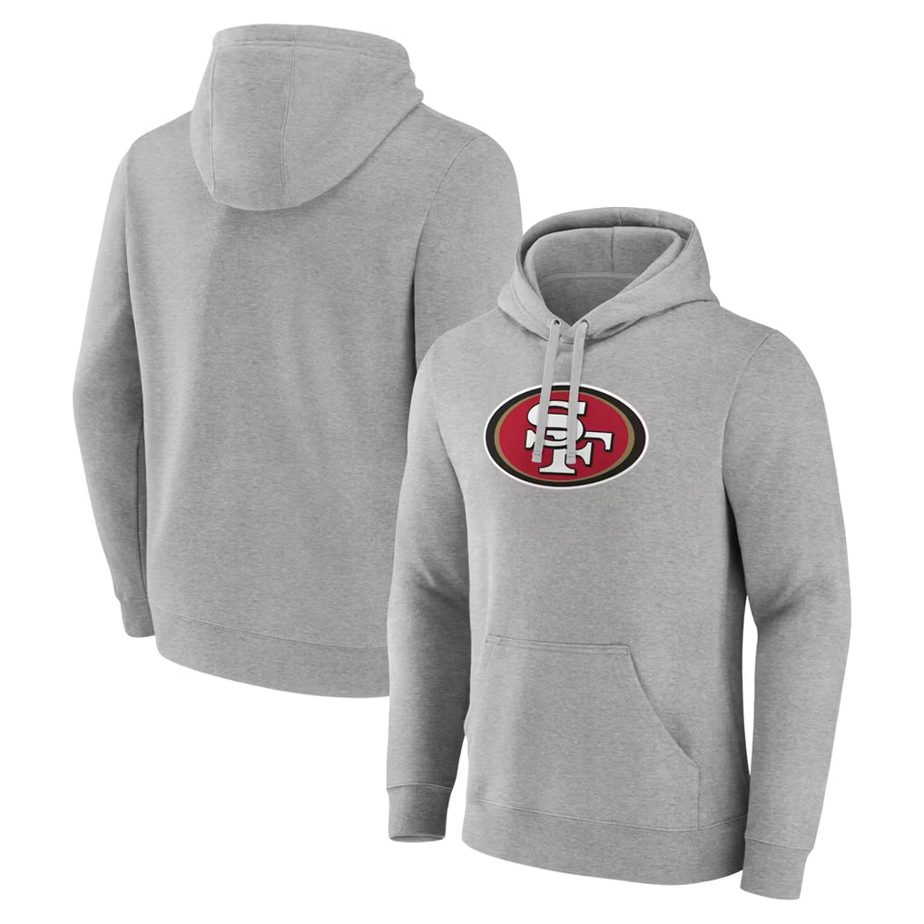Tlead SF.49ers Gray LOGO Pullover Hoodies Home Game Blank Player Stitched Jerseys