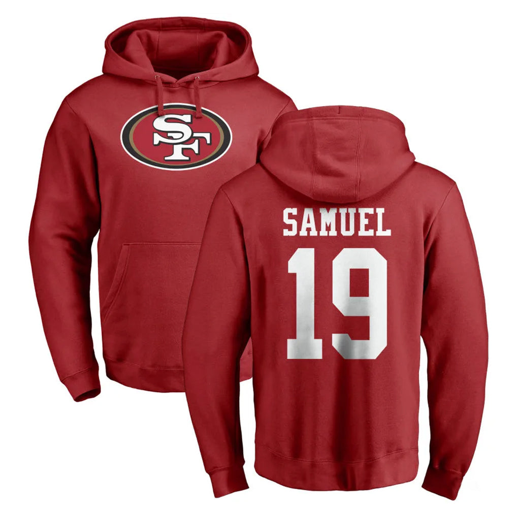 Tlead SF.49ers #19 Deebo Samuel Sr. Player Red LOGO Pullover Hoodies Home Game Stitched Jerseys