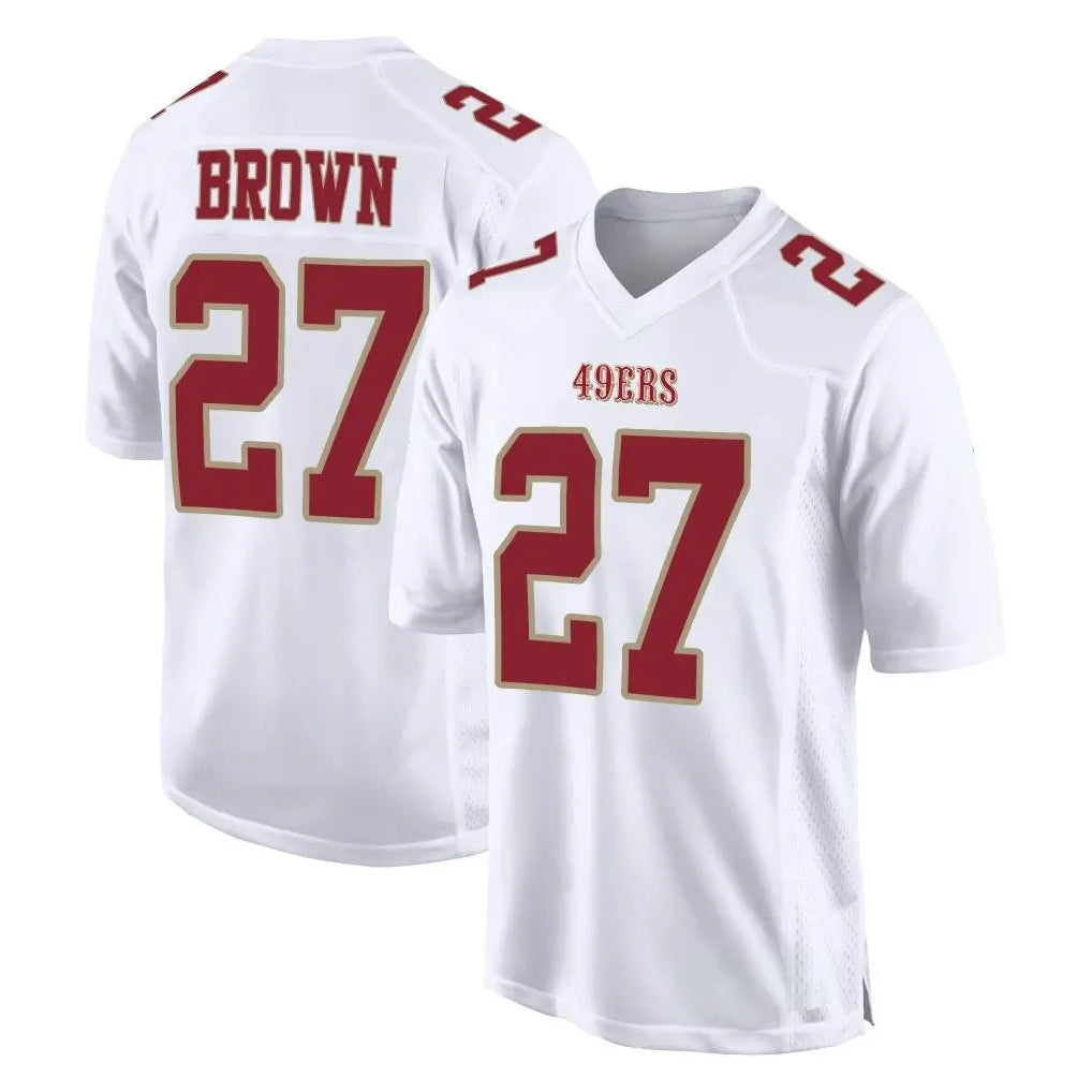 Tlead SF.49ers #27 Ji'Ayir Brown Player White Fashion Home Game Stitched Jerseys