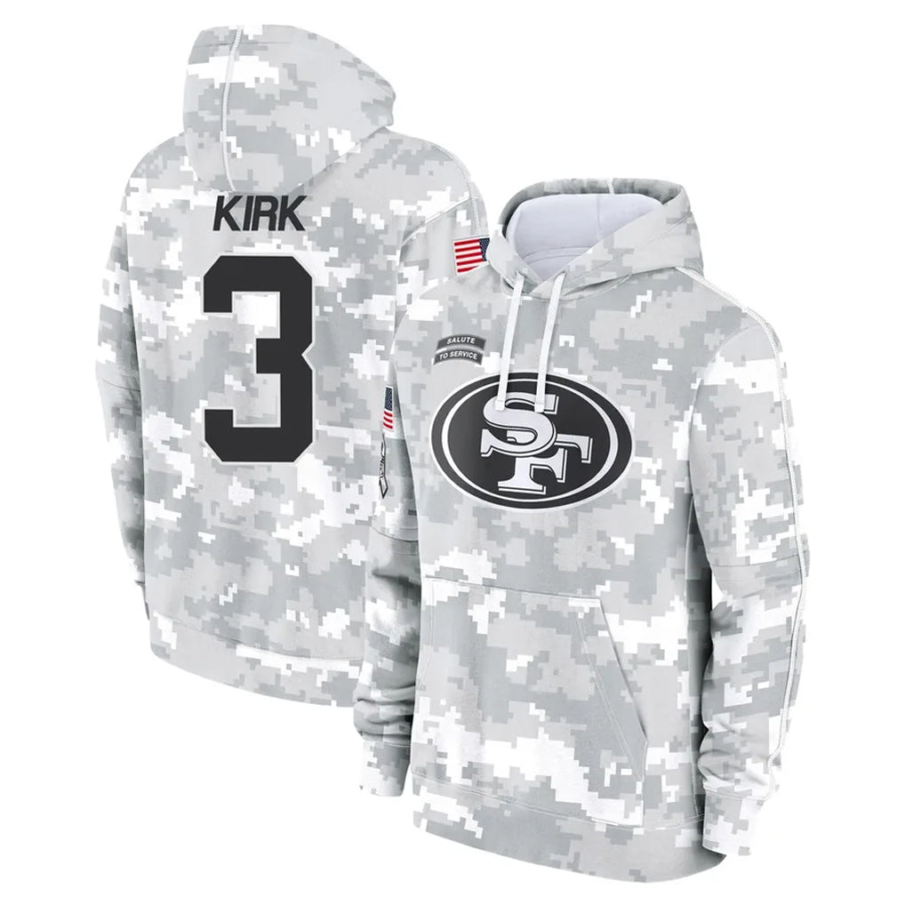 Tlead SF.49ers #3 Christian Kirk Player Arctic Camo Limited Salute to Service Pullover Hoodies Game Stitched Jerseys