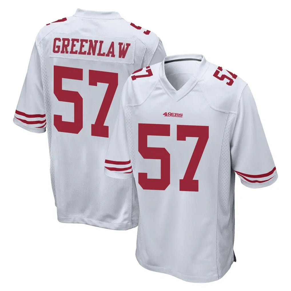 Tlead SF.49ers #57 Dre Greenlaw Player White Home Game Stitched Jerseys
