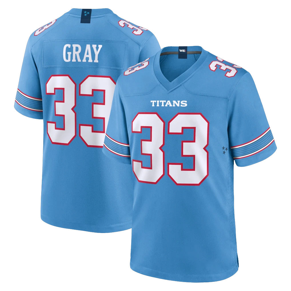 Tlead T.Titans #33 Cedric Gray Player Light Blue 2026 Game Home Stitched Jerseys