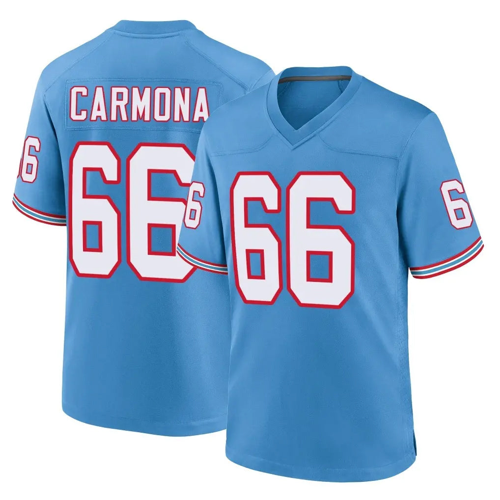 Tlead T.Titans #66 Fernando Carmona Jr. Player Light Blue Oilers Throwback Home Game Stitched Jerseys