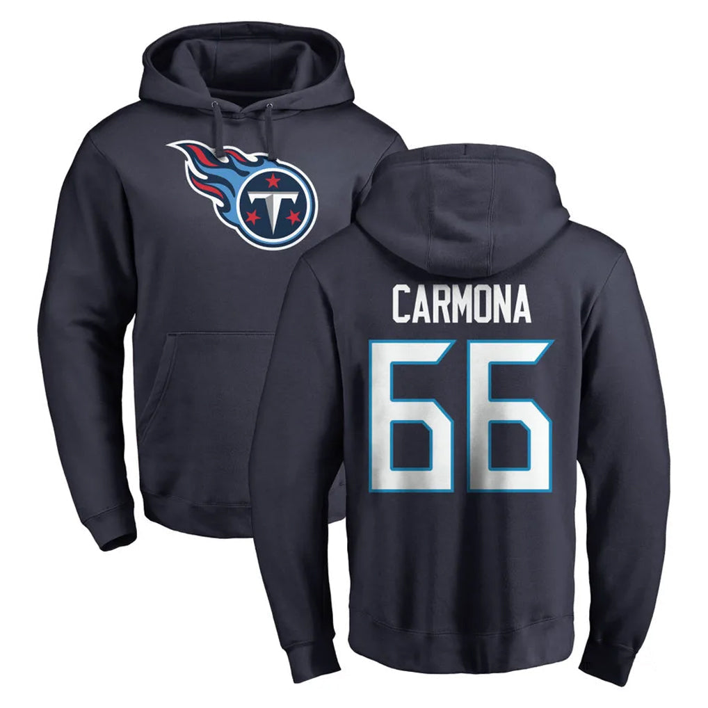 Tlead T.Titans #66 Fernando Carmona Jr. Player Navy Logo Pullover Hoodies Home Game Stitched Jerseys