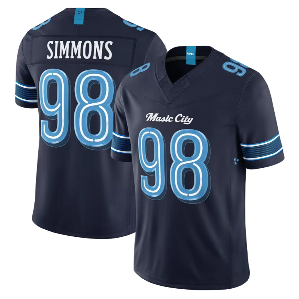 Tlead T.Titans #98 Jeffery Simmons Player Navy 2026 Rivalries Collection Limited Home Game Stitched Jerseys