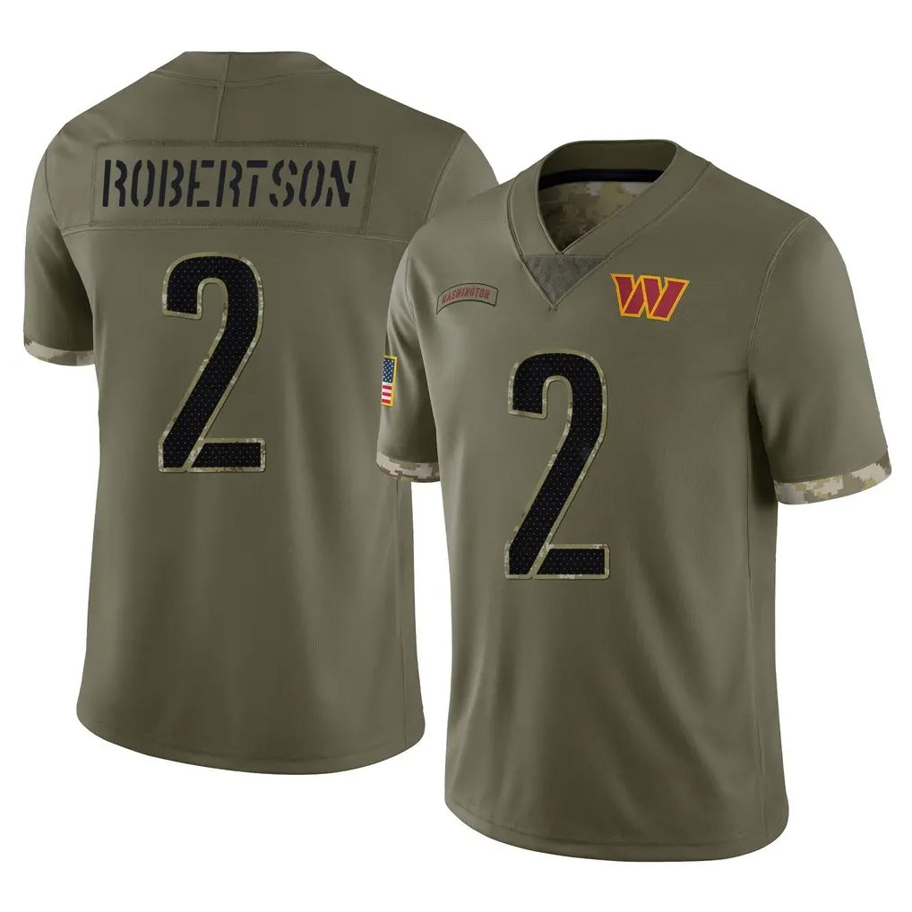 Tlead W.Commanders #2 Amik Robertson Player Olive Salute To Service Limited Home Game Stitched Jerseys