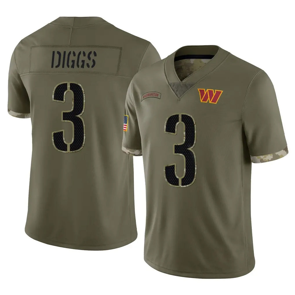 Tlead W.Commanders #3 Stefon Diggs Player Olive Salute To Service Limited Home Game Stitched Jerseys