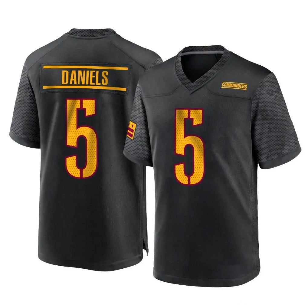 Tlead W.Commanders #5 Jayden Daniels Player Black Home Game Stitched Jerseys