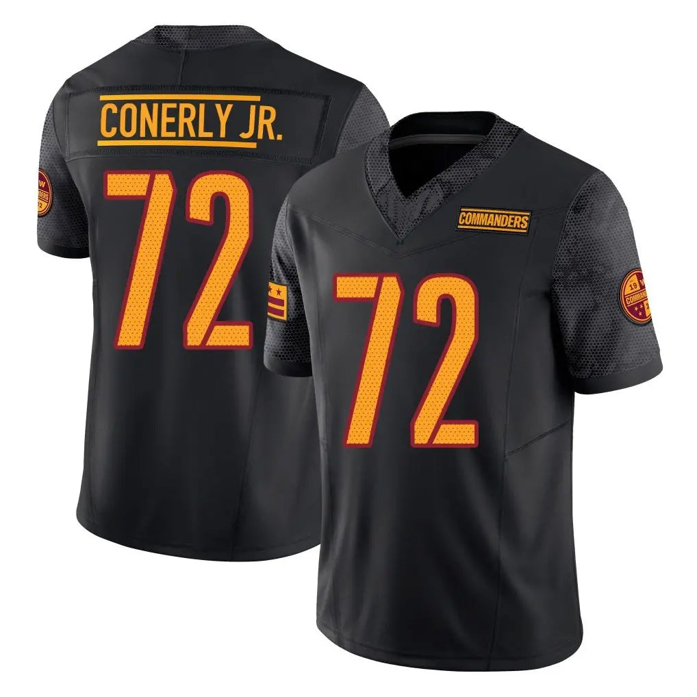 Tlead W.Commanders #72 Josh Conerly Jr. Player Black Limited Vapor F.U.S.E. Home Game Stitched Jerseys