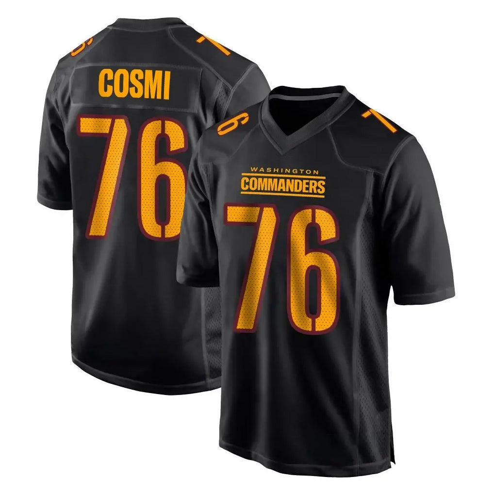 Tlead W.Commanders #76 Sam Cosmi Player Black Carbon Fashion Home Game Stitched Jerseys