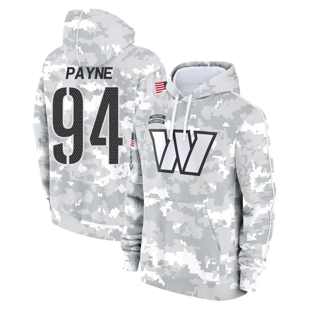 Tlead W.Commanders #94 Daron Payne Player Arctic Camo Limited Salute to Service Pullover Hoodies Game Stitched Jerseys