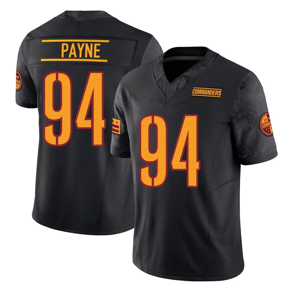 Tlead W.Commanders #94 Daron Payne Player Black Limited Vapor F.U.S.E. Home Game Stitched Jerseys