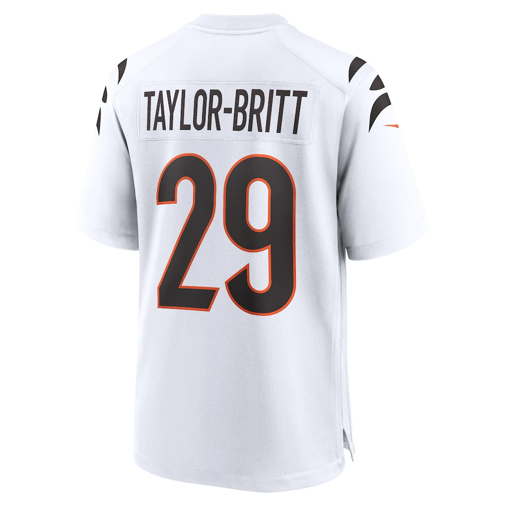 Tlead C.Bengals #29 Cam Taylor-Britt White Game Jersey