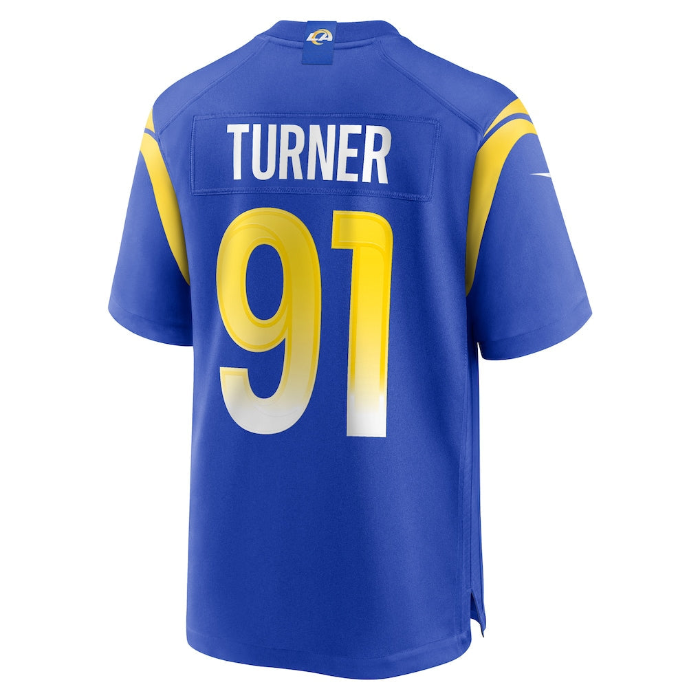 Tlead LA.Rams #91 Kobie Turner Royal Home Game Jersey