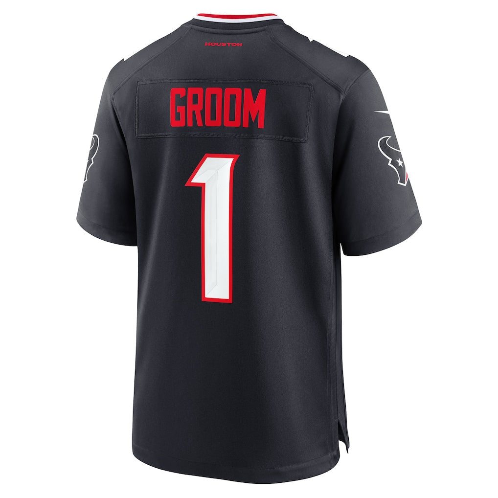 Tlead H.Texans #1 Groom Navy Game Jersey