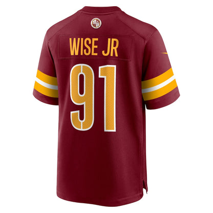 Tlead W.Commanders #91 Deatrich Wise Jr. Burgundy Team Game Jersey