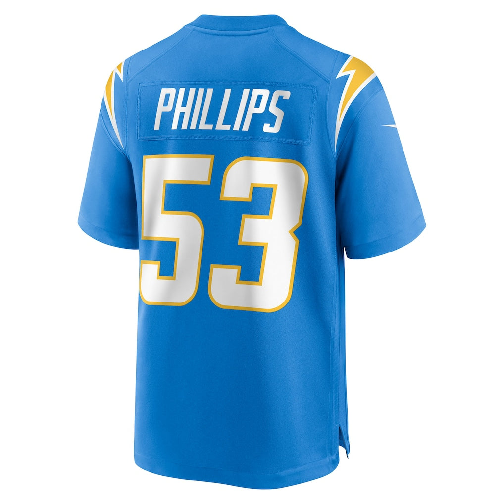 Tlead LA.Chargers #53 Del'Shawn Phillips Powder Blue Team Game Jersey