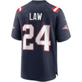 Tlead NE.Patriots #24 Ty Law Navy Game Retired Player Jersey