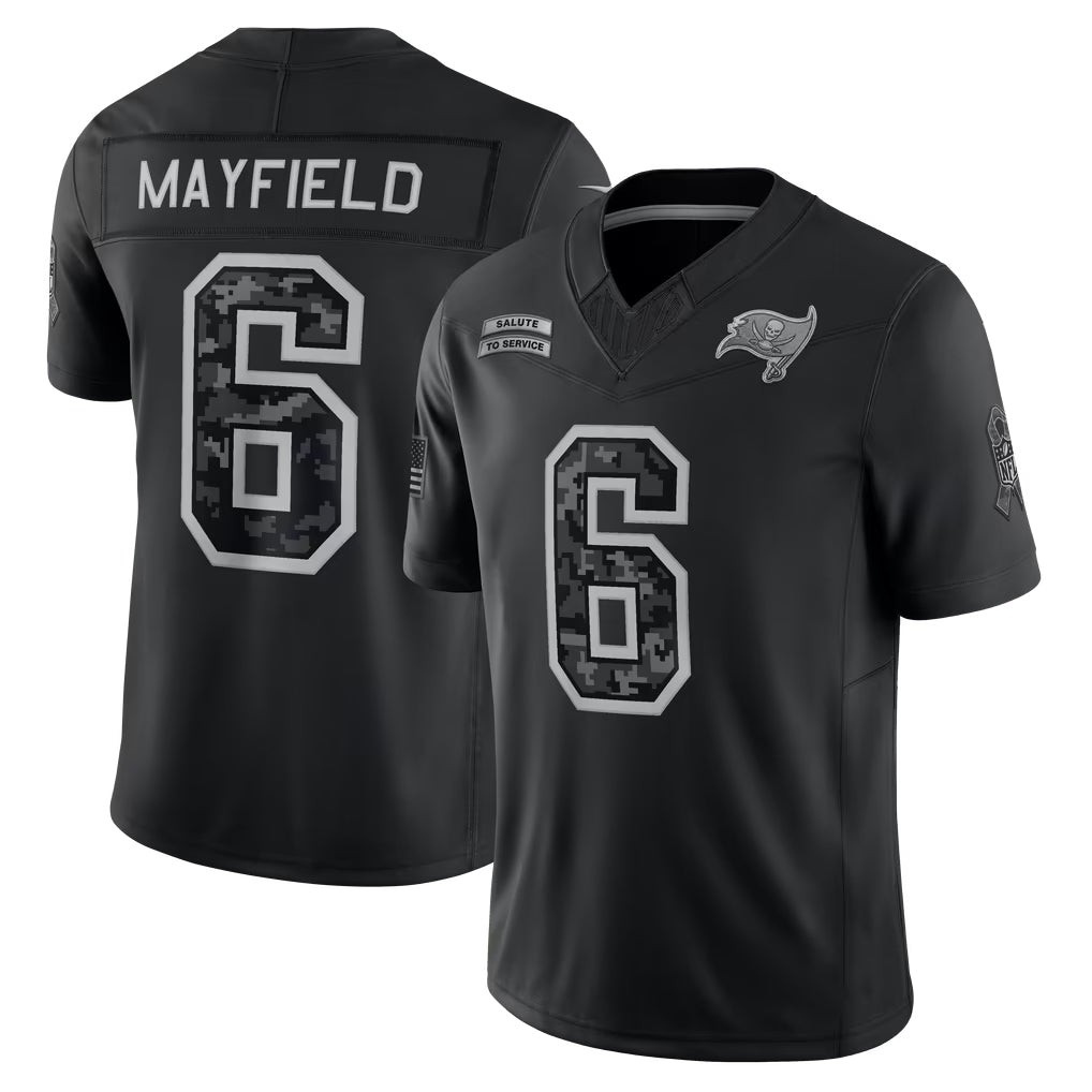 Tlead TB.Buccaneers #6 Baker Mayfield Player Black Limited 2026 Salute to Service Home Game Stitched Jerseys