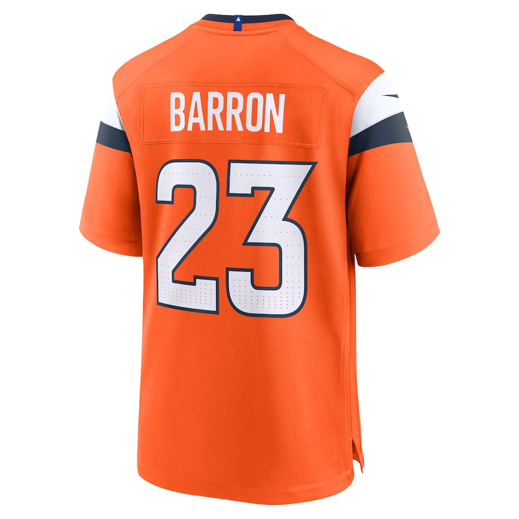 Tlead D.Broncos #23 Jahdae Barron Orange 2025 NFL Draft First Round Pick Game Jersey