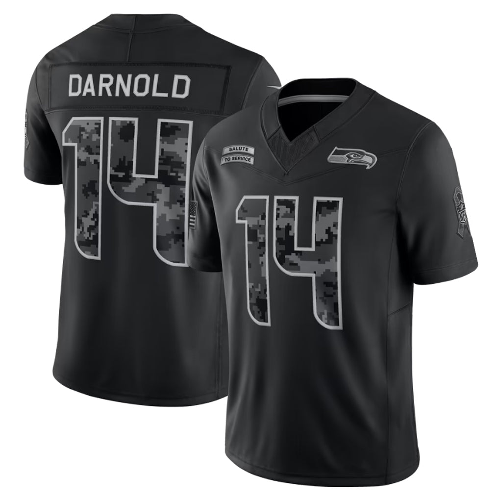 Tlead S.Seahawks #14 Sam Darnold Player Black Limited 2026 Salute to Service Home Game Stitched Jerseys