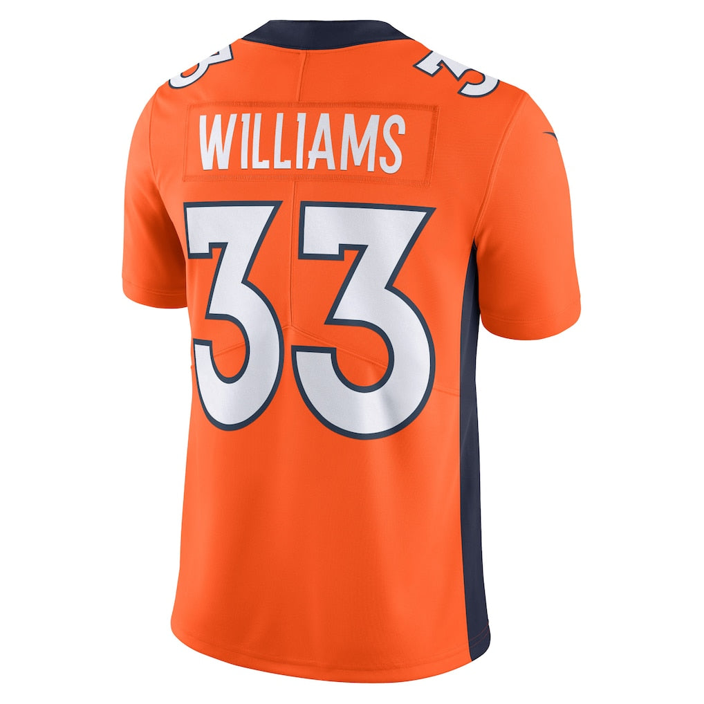 Tlead D.Broncos #33 Javonte Williams Orange Vapor Untouchable Limited Jersey