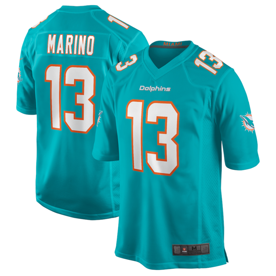 Tlead #13 Dan Marino M.Dolphins Aqua Game Retired Stitched Jerseys