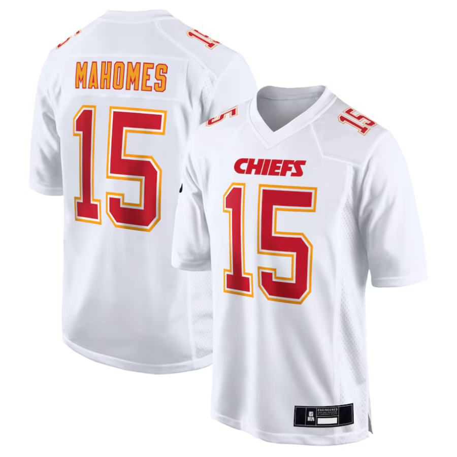 Tlead #15 Patrick Mahomes Player KC.Chiefs Carbon White Fashion Game Stitched Jerseys